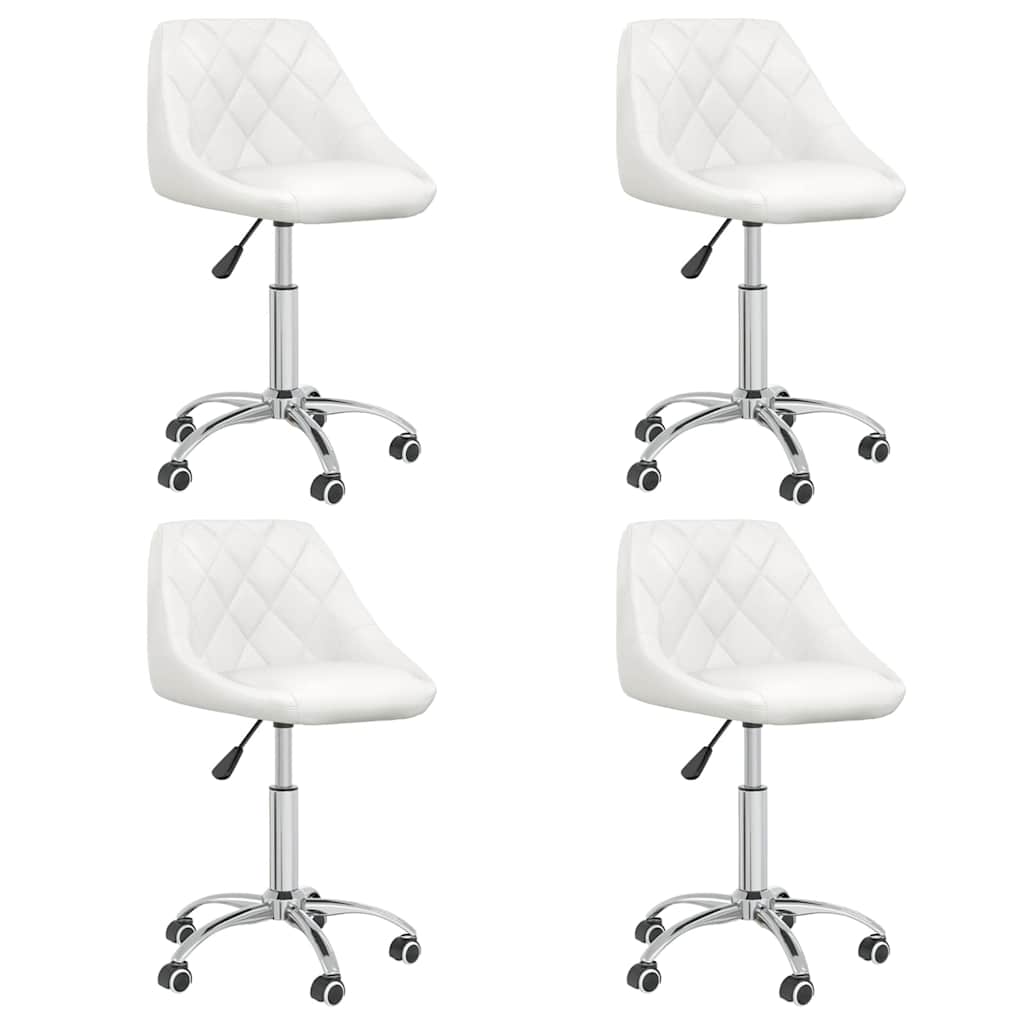 vidaXL Sillas de comedor giratorias 4 unidades cuero sintético blanco
