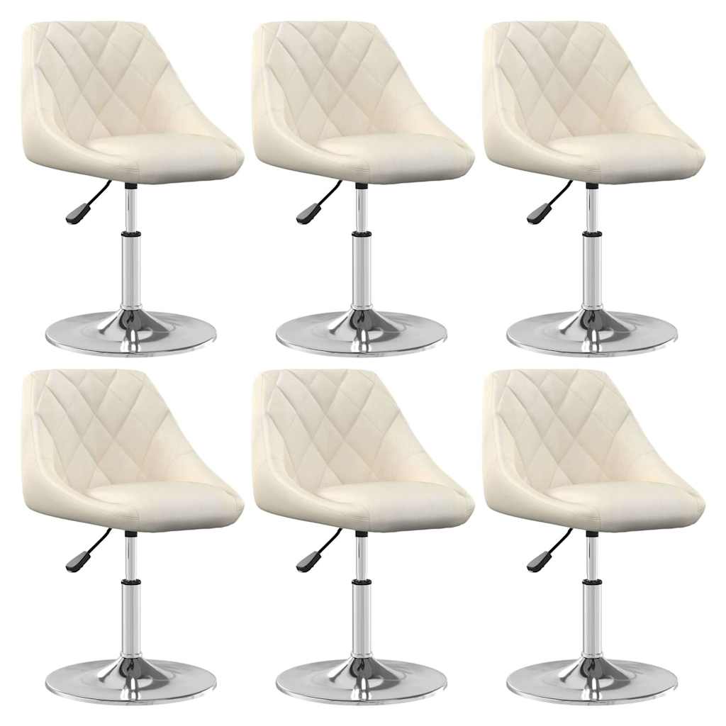 vidaXL Silla de comedor giratoria 6 uds terciopelo crema