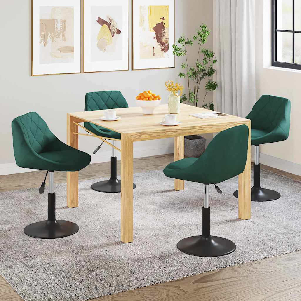 vidaXL Sillas de comedor giratorias 4 uds terciopelo verde oscuro