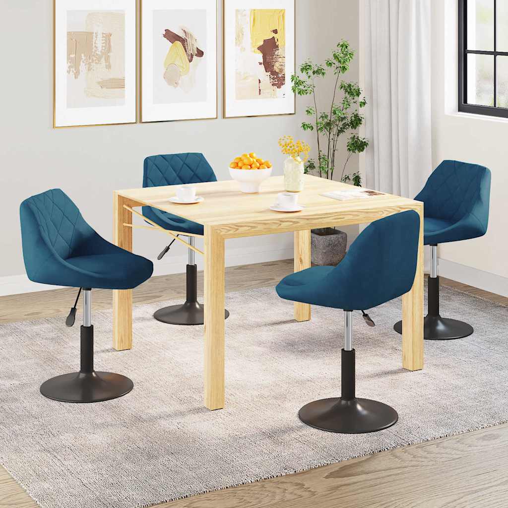 vidaXL Sillas de comedor giratorias 4 unidades terciopelo azul