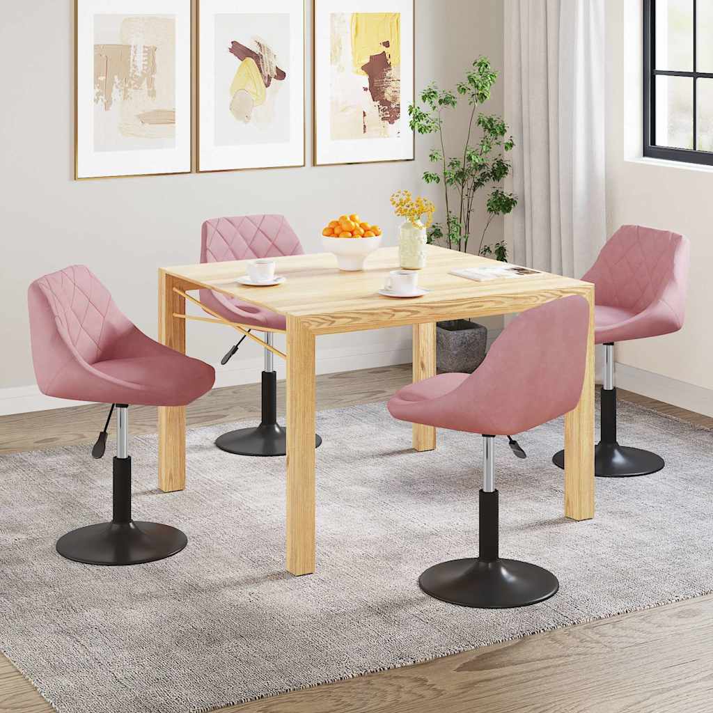 vidaXL Sillas de comedor giratorias 4 unidades de terciopelo rosa