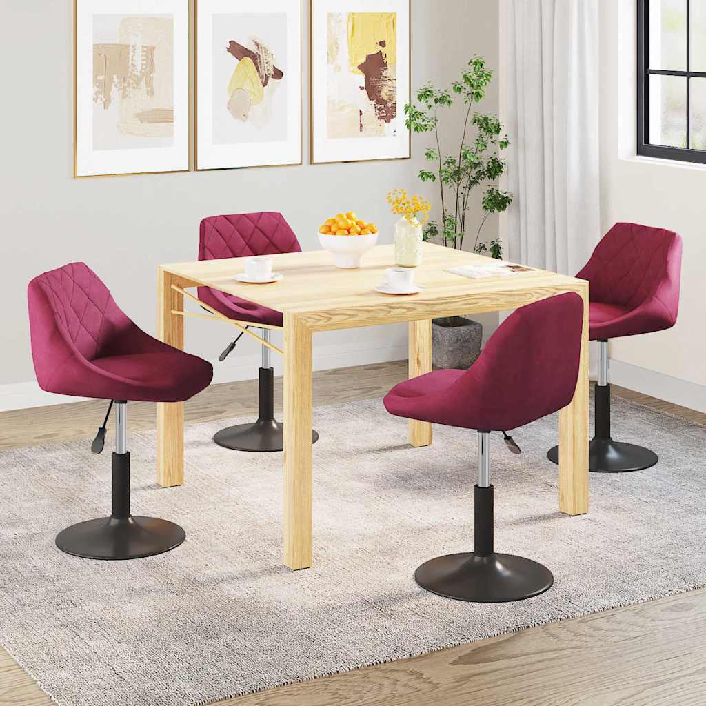 vidaXL Sillas de comedor giratorias 4 unidades terciopelo rojo tinto