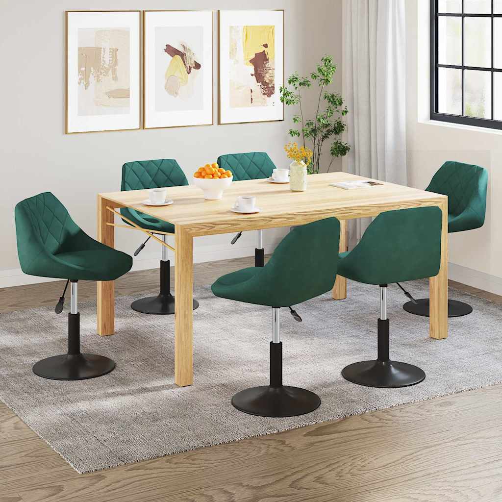 vidaXL Silla de comedor giratoria 6 uds terciopelo verde oscuro