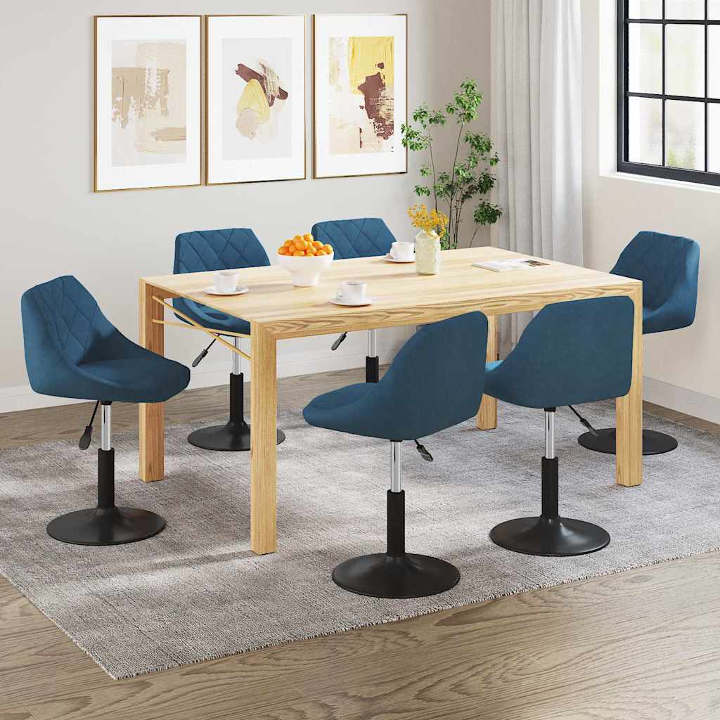 vidaXL Silla de comedor giratoria 6 uds terciopelo azul