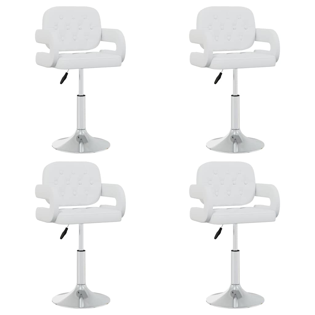 vidaXL Sillas de comedor giratorias 4 unidades cuero sintético blanco
