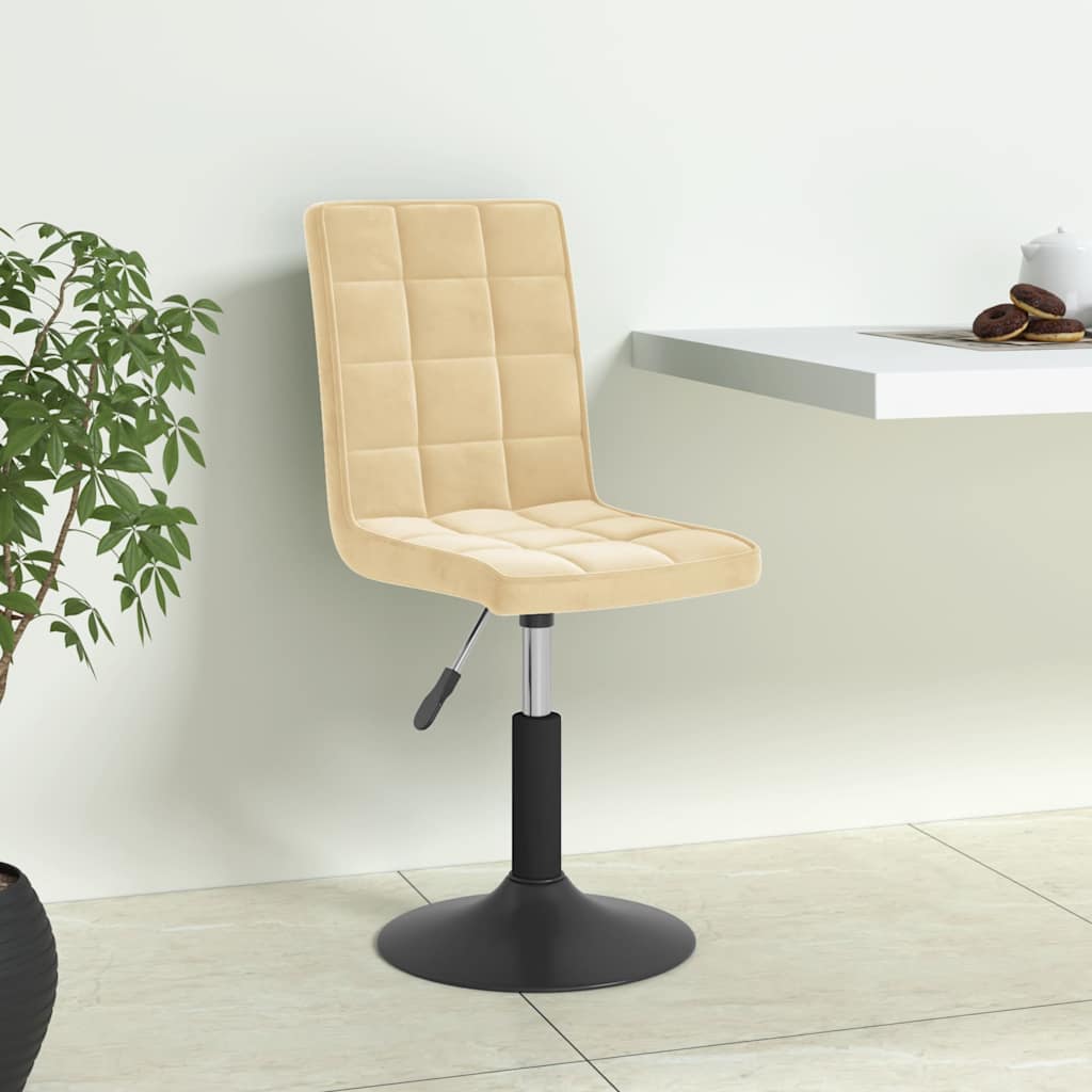 vidaXL Sillas de comedor giratorias 4 unidades terciopelo crema