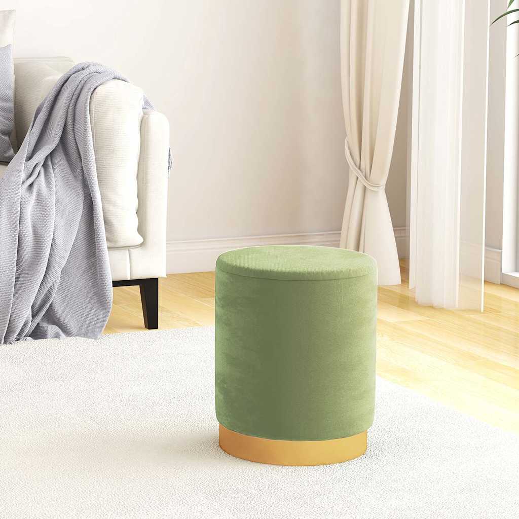 vidaXL Hocker de almacenaje redondo verde mostaza terciopelo 31 x 37 cm
