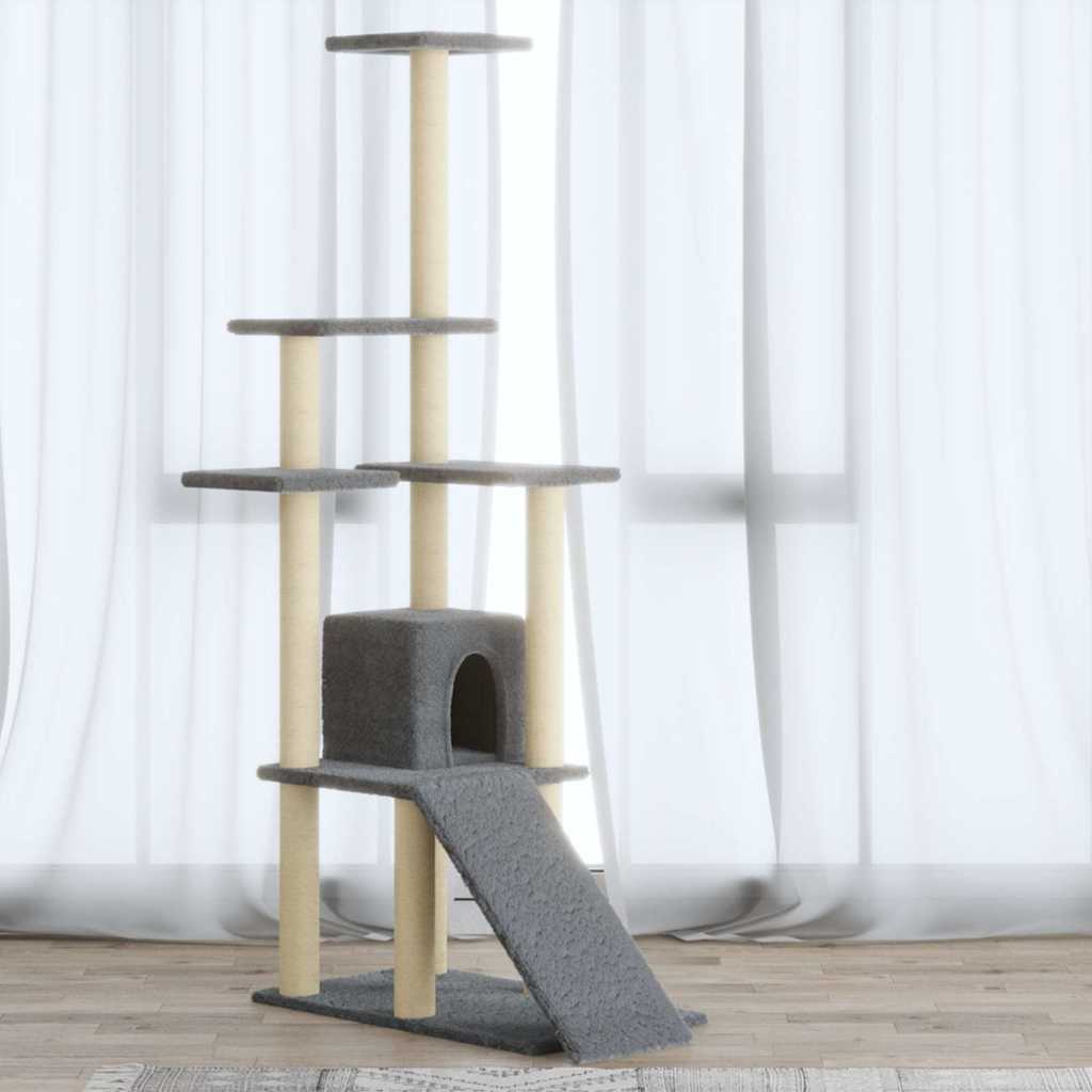 vidaXL Rascador para gatos con postes de sisal gris claro 155 cm