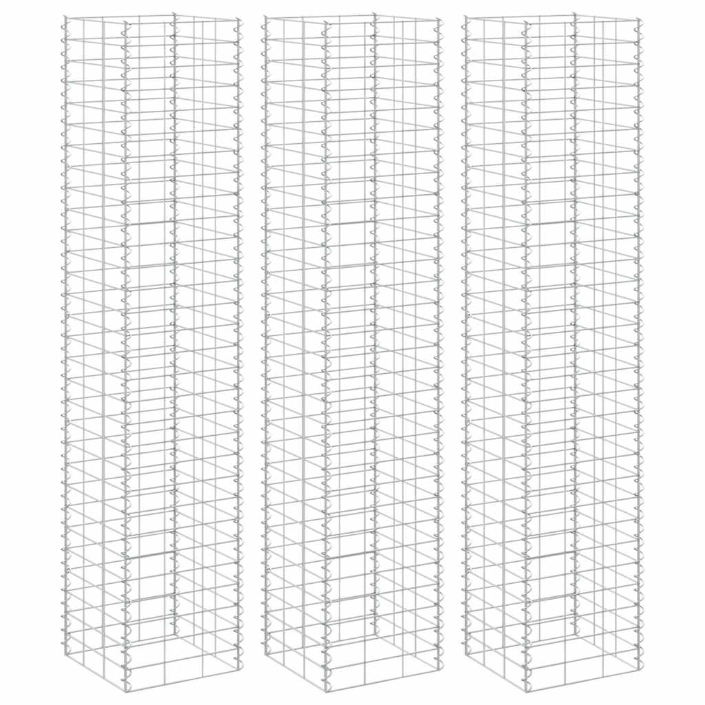 vidaXL Arriates de gaviones 3 unidades hierro 30x30x150 cm