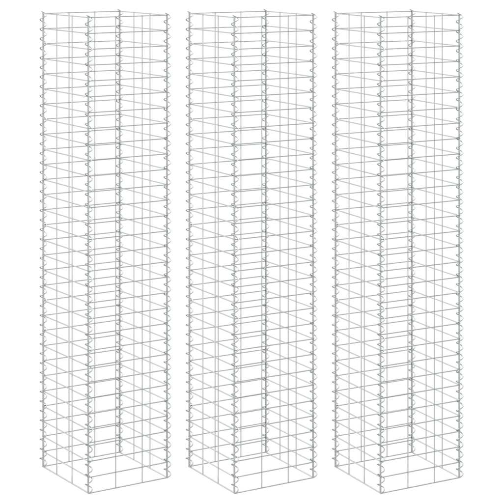 vidaXL Arriates de gaviones 3 unidades hierro 30x30x200 cm