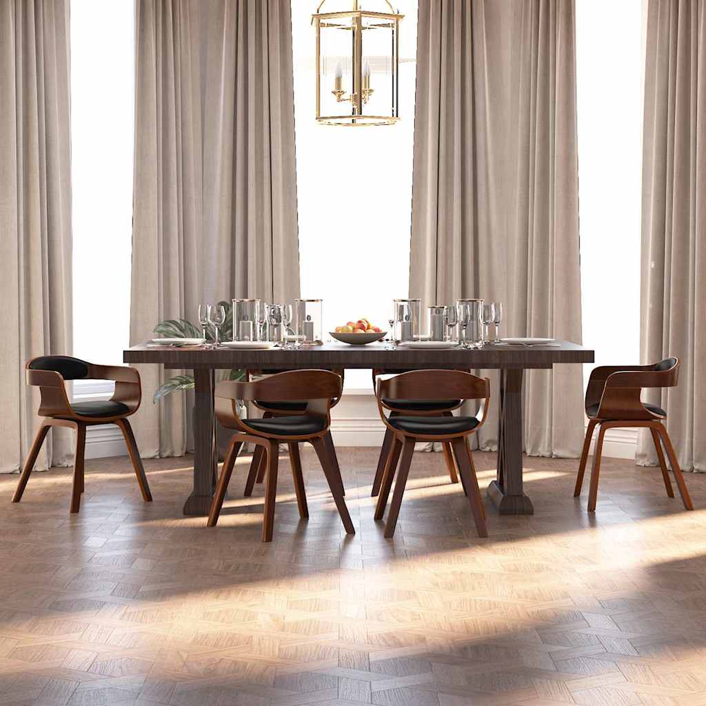 vidaXL Sillas de comedor 6 uds madera curvada y cuero sintético negro