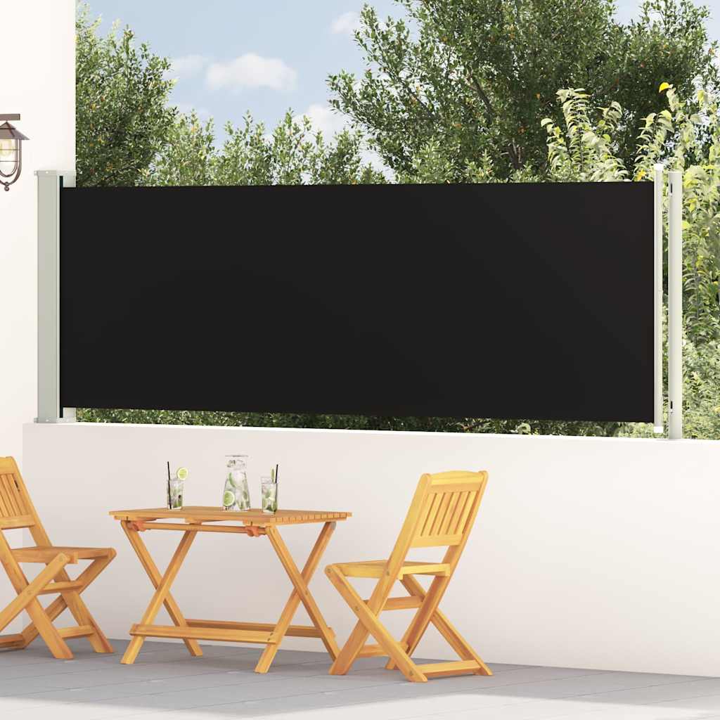 vidaXL Toldo lateral retráctil de jardín negro 117x614 cm