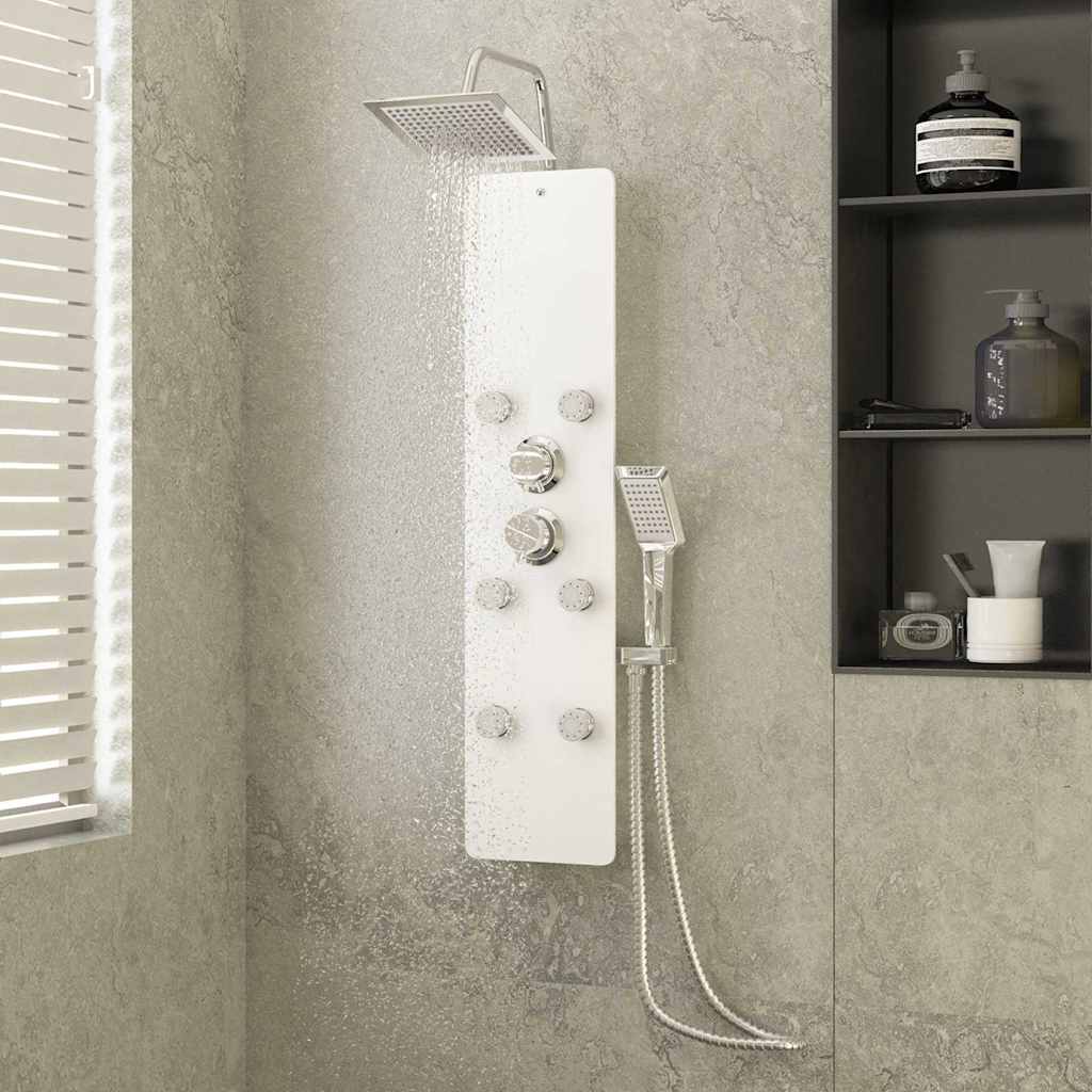 vidaXL Panel ducha de vidrio 25x47,5x130 cm blanco