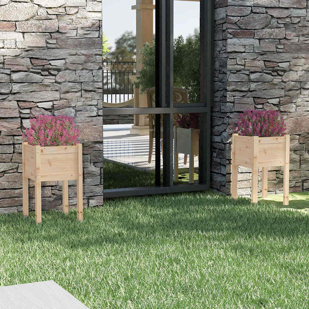 vidaXL Jardineras 2 uds madera maciza de pino 40x40x70 cm