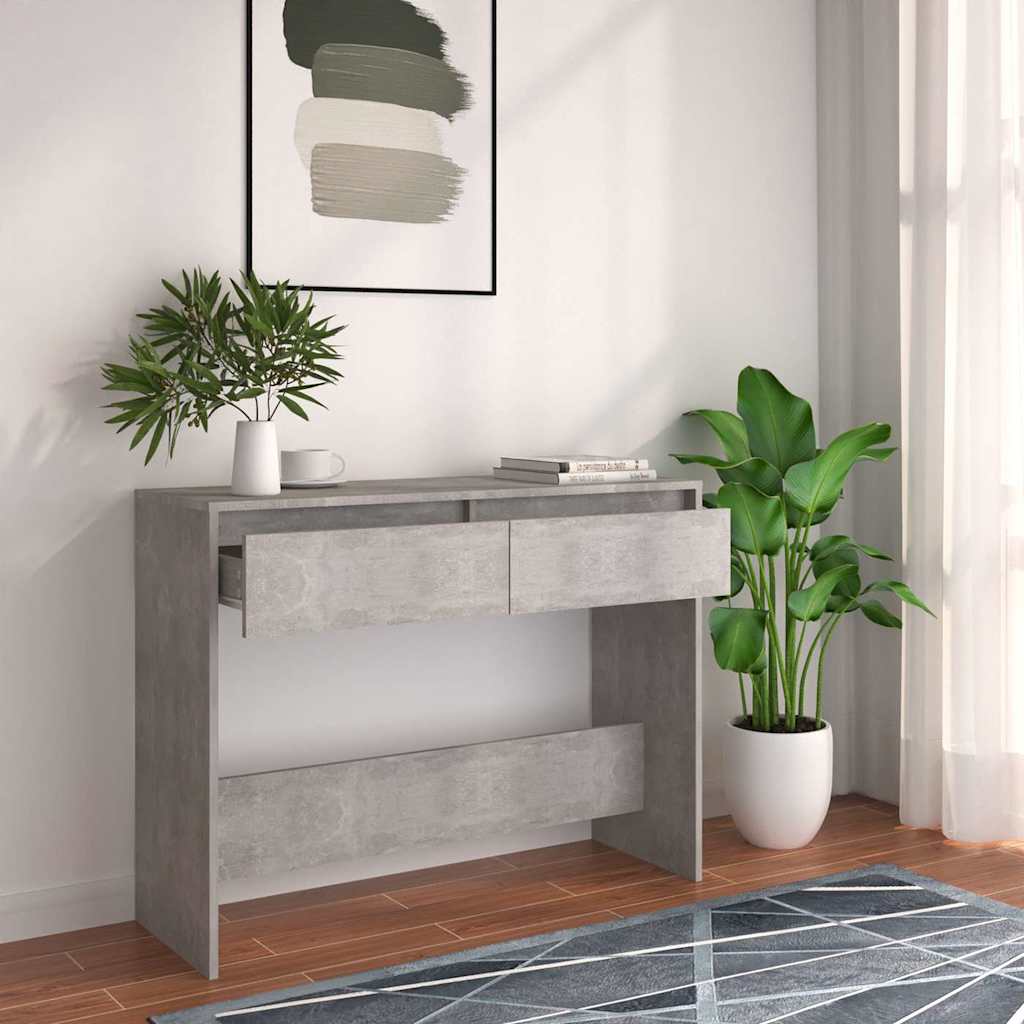 vidaXL Mesa consola madera de ingeniería gris hormigón 100x35x76,5 cm