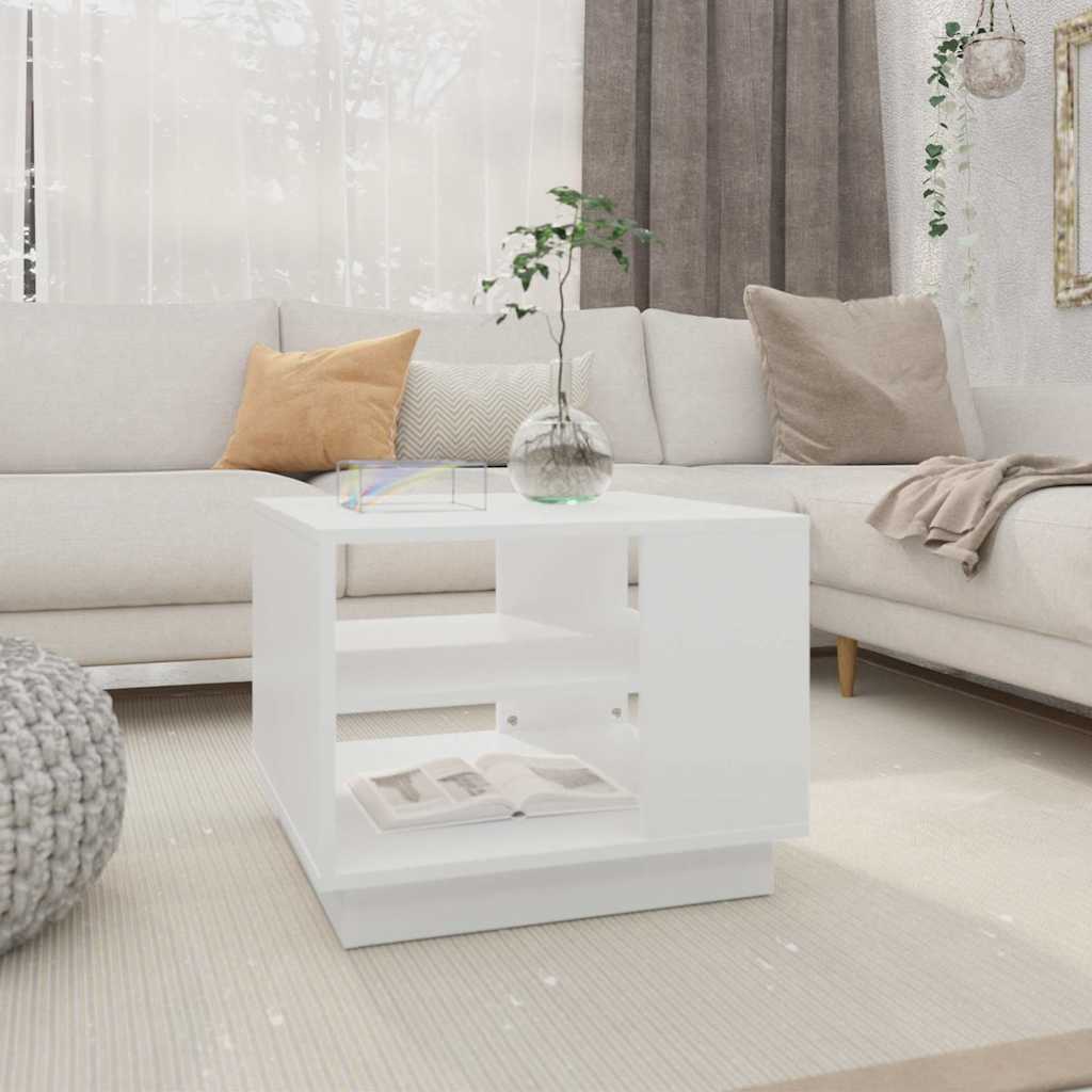 vidaXL Mesa de centro madera de ingeniería blanca 55x55x43 cm