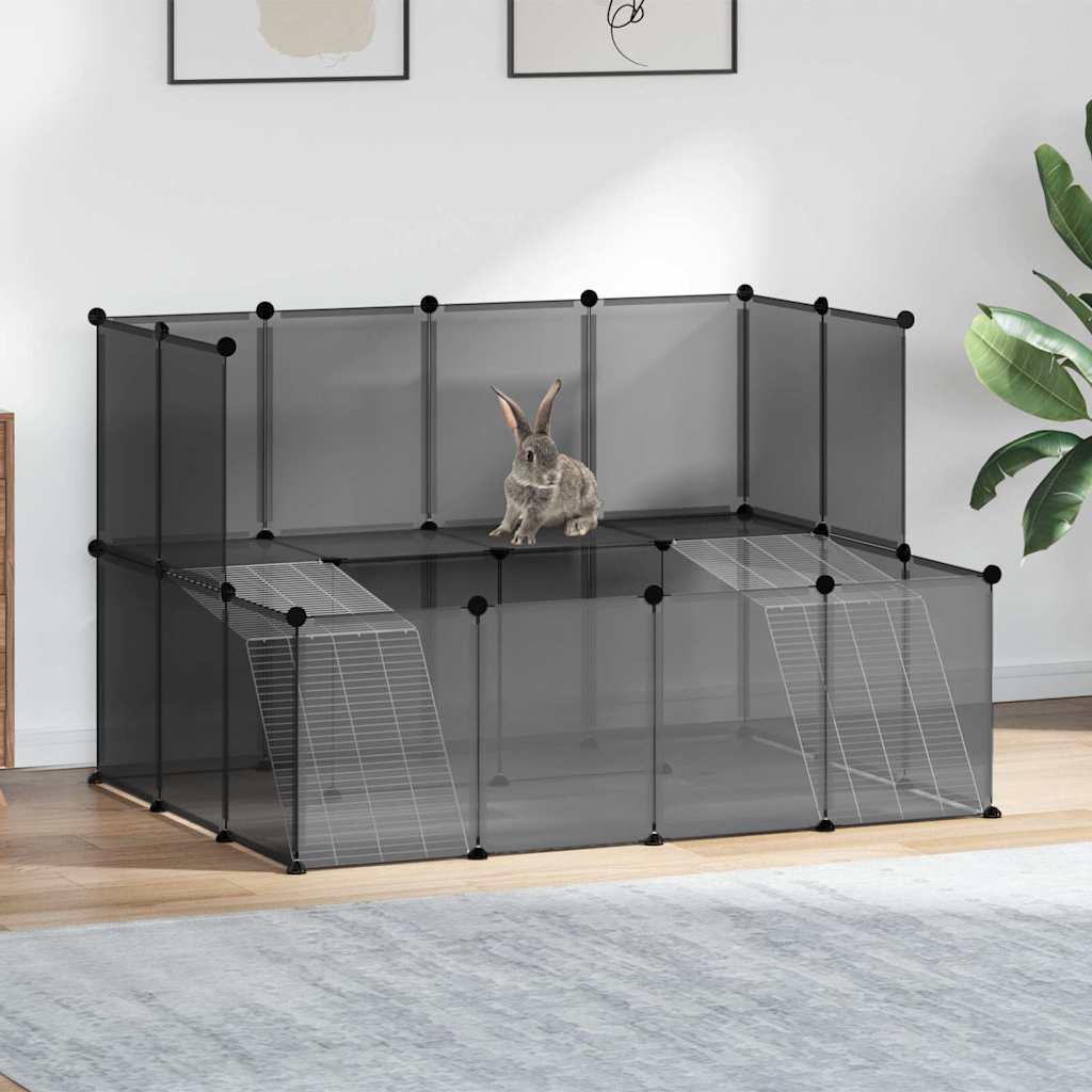 vidaXL Jaula de animales pequeños negro 143x107x93 cm PP y acero