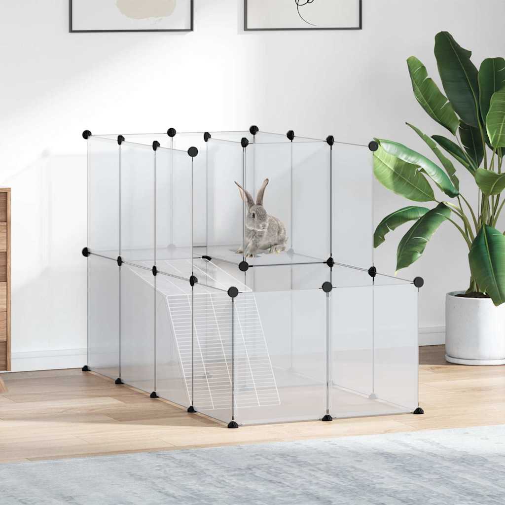 vidaXL Jaula de animales pequeños PP y acero transparente 142x74x93 cm