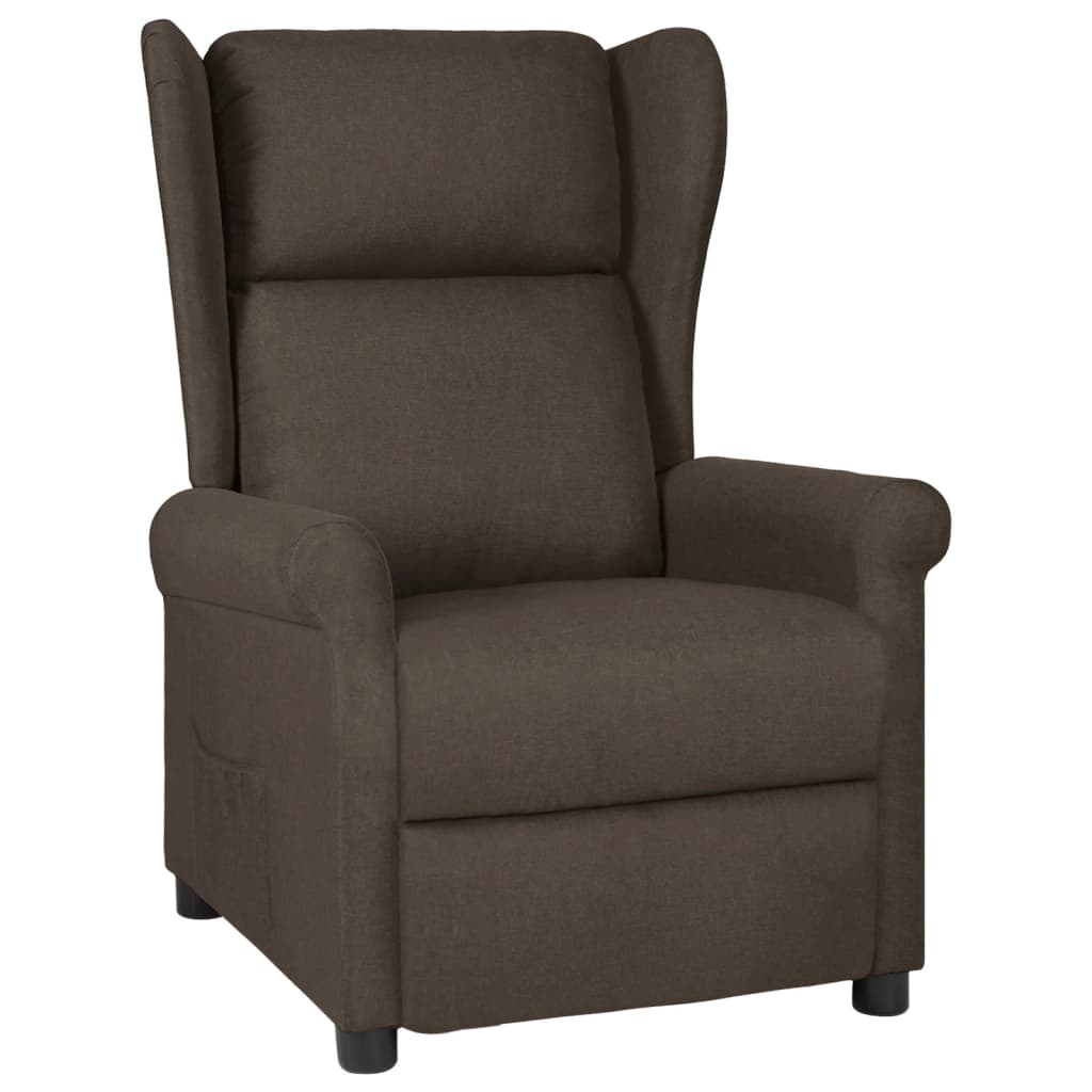 vidaXL Sillón reclinable de tela marrón oscuro