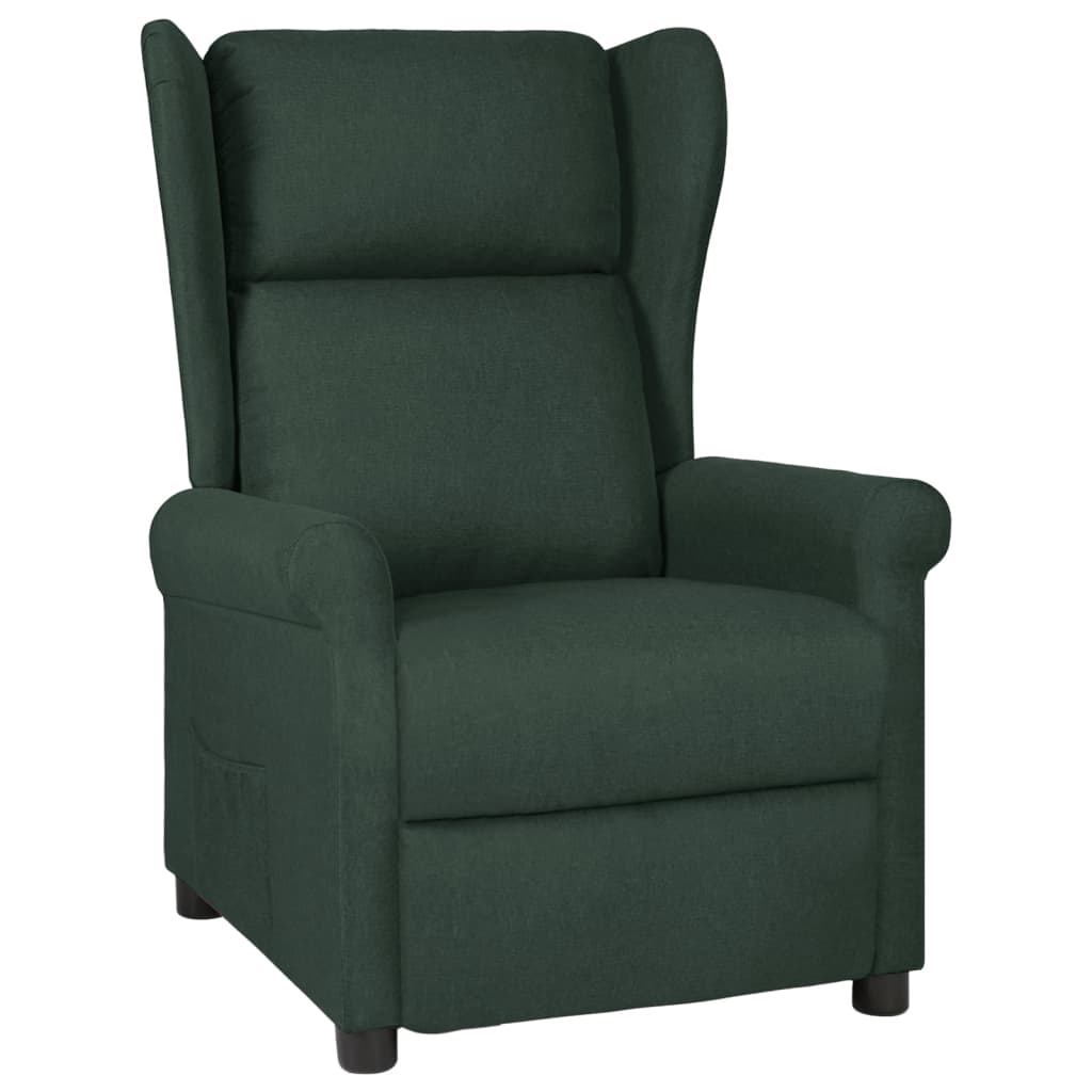 vidaXL Sillón reclinable de tela verde oscuro