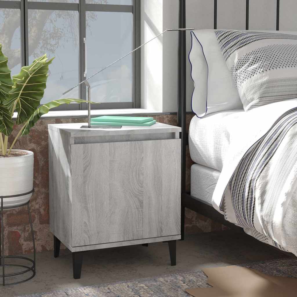 vidaXL Mesita de noche con patas de metal gris Sonoma 40x30x50 cm