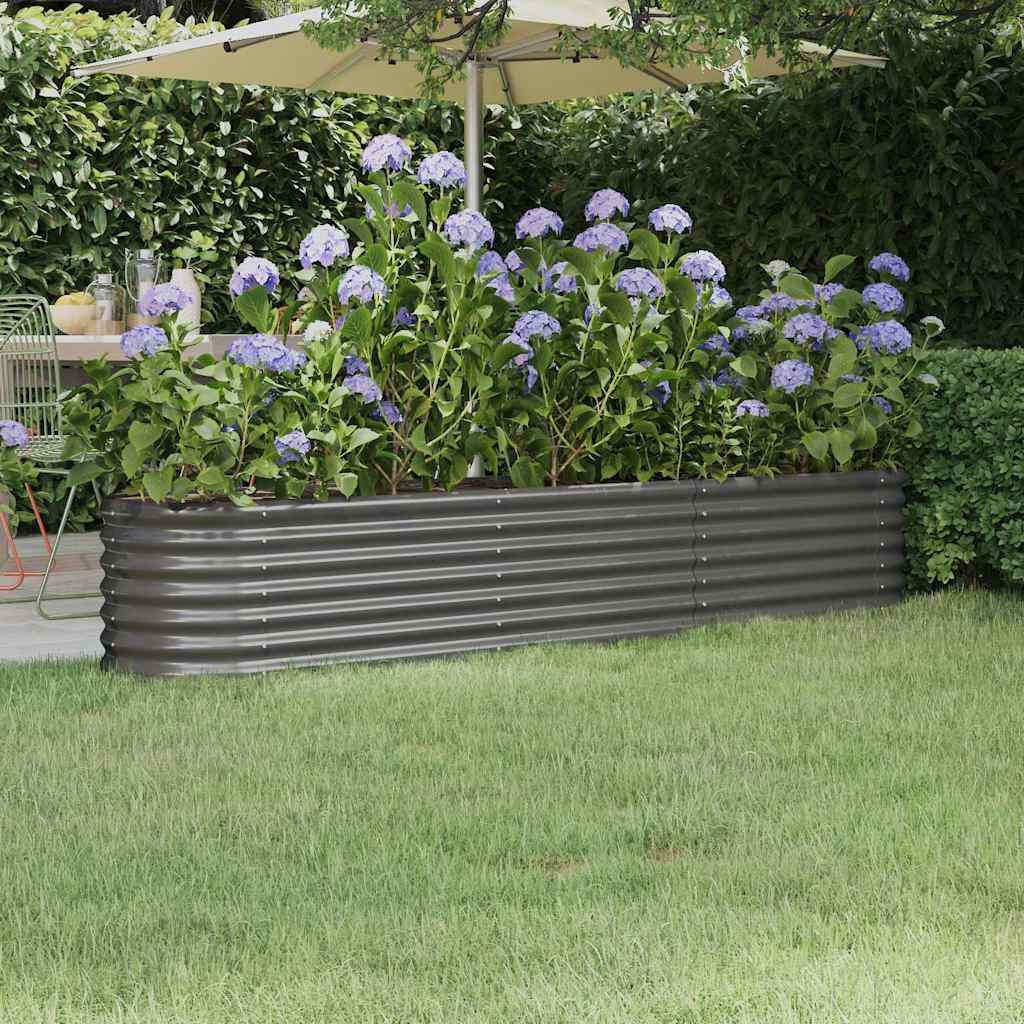 vidaXL Jardinera arriate acero galvanizado gris 224x40x36 cm