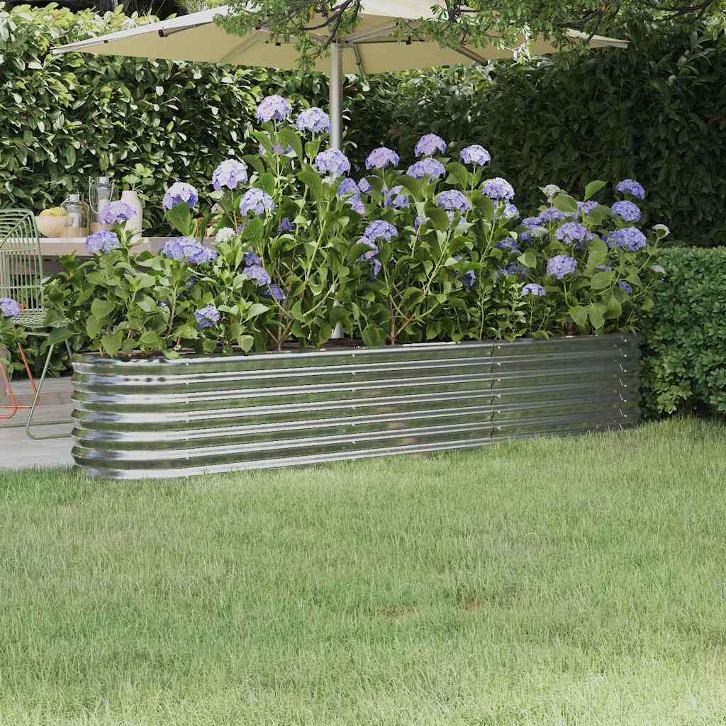 vidaXL Jardinera arriate acero galvanizado plata 224x40x36 cm