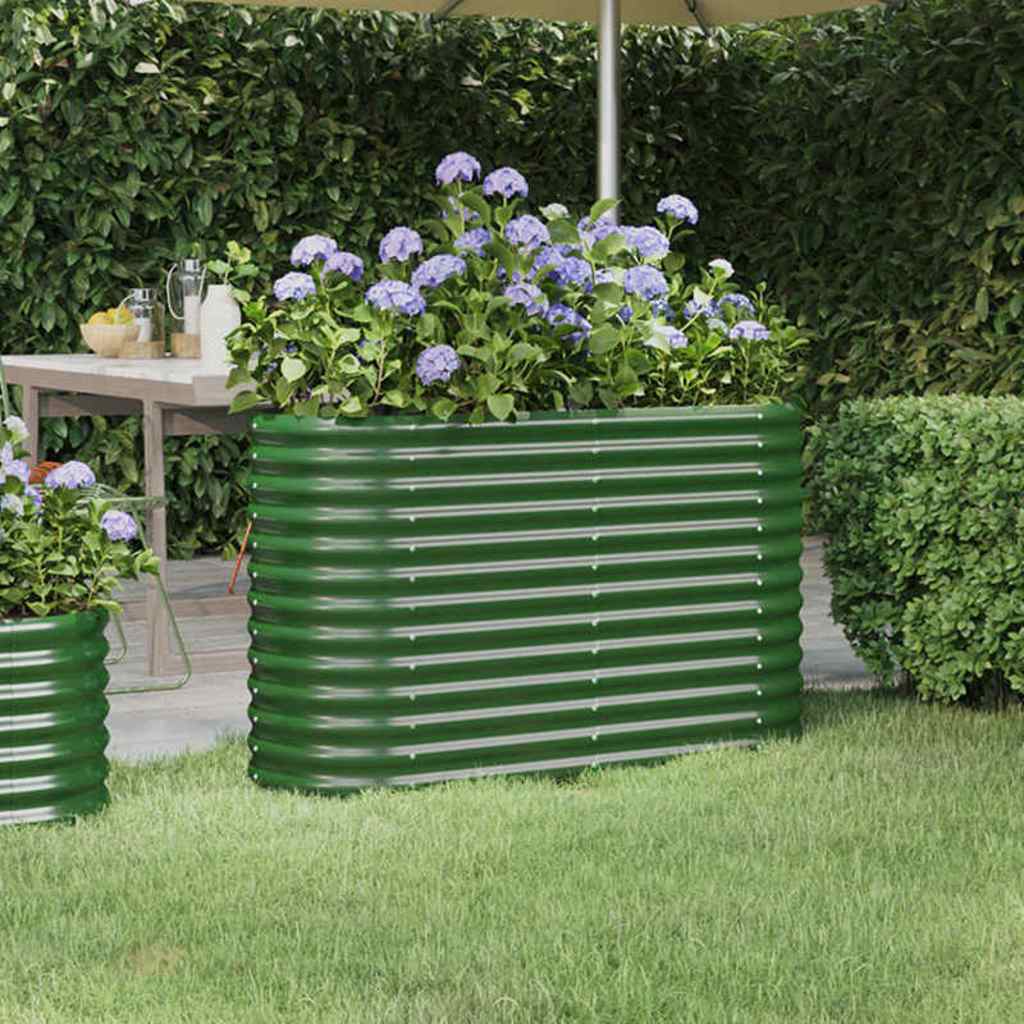 vidaXL Jardinera arriate acero galvanizado verde 114x40x68 cm