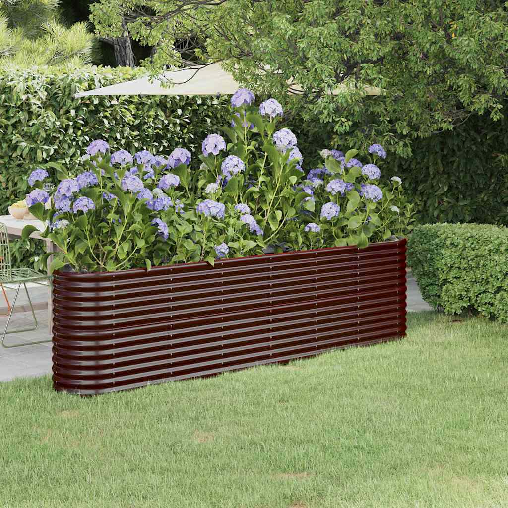 vidaXL Jardinera arriate acero galvanizado marrón 260x40x68 cm