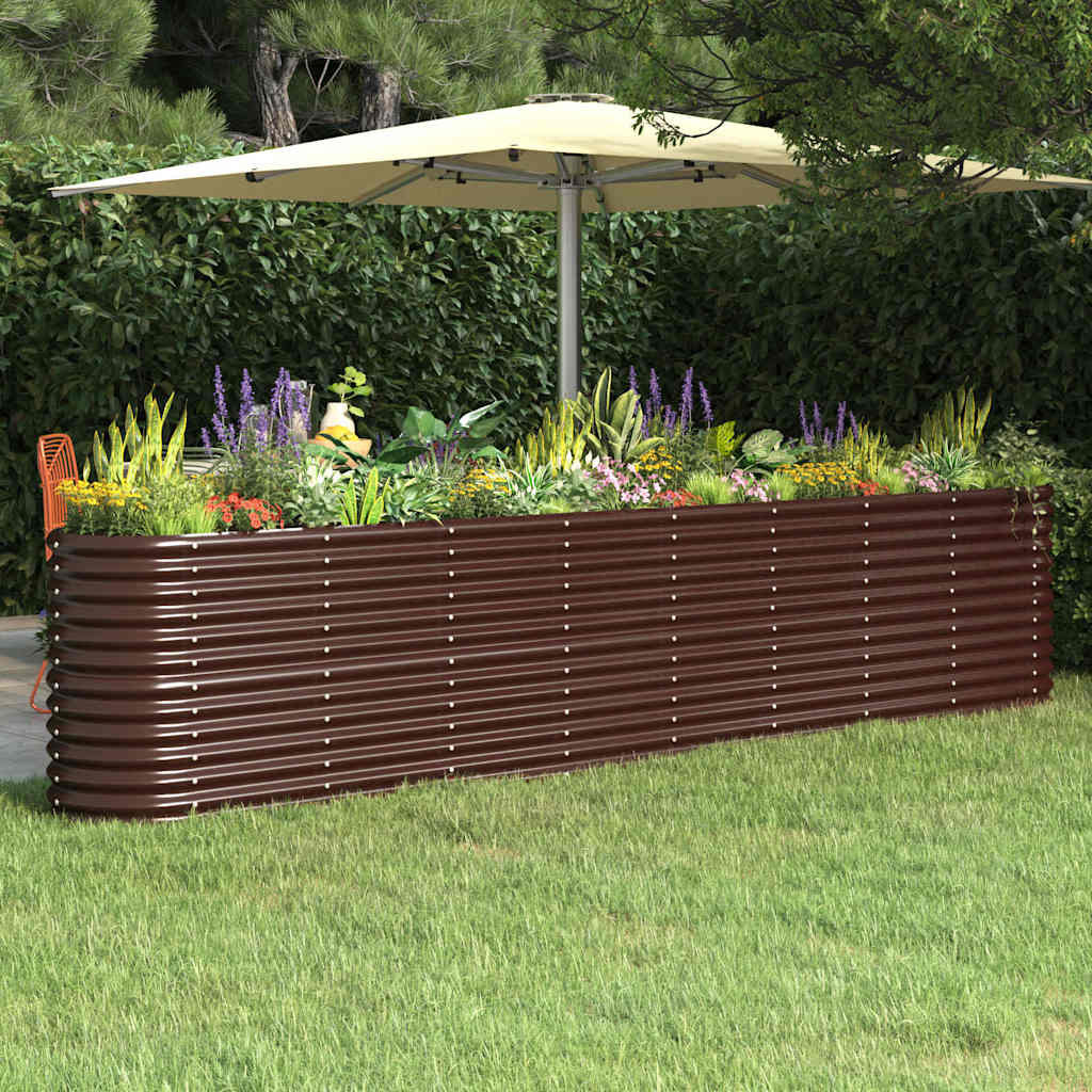 vidaXL Jardinera arriate acero galvanizado marrón 332x40x68 cm