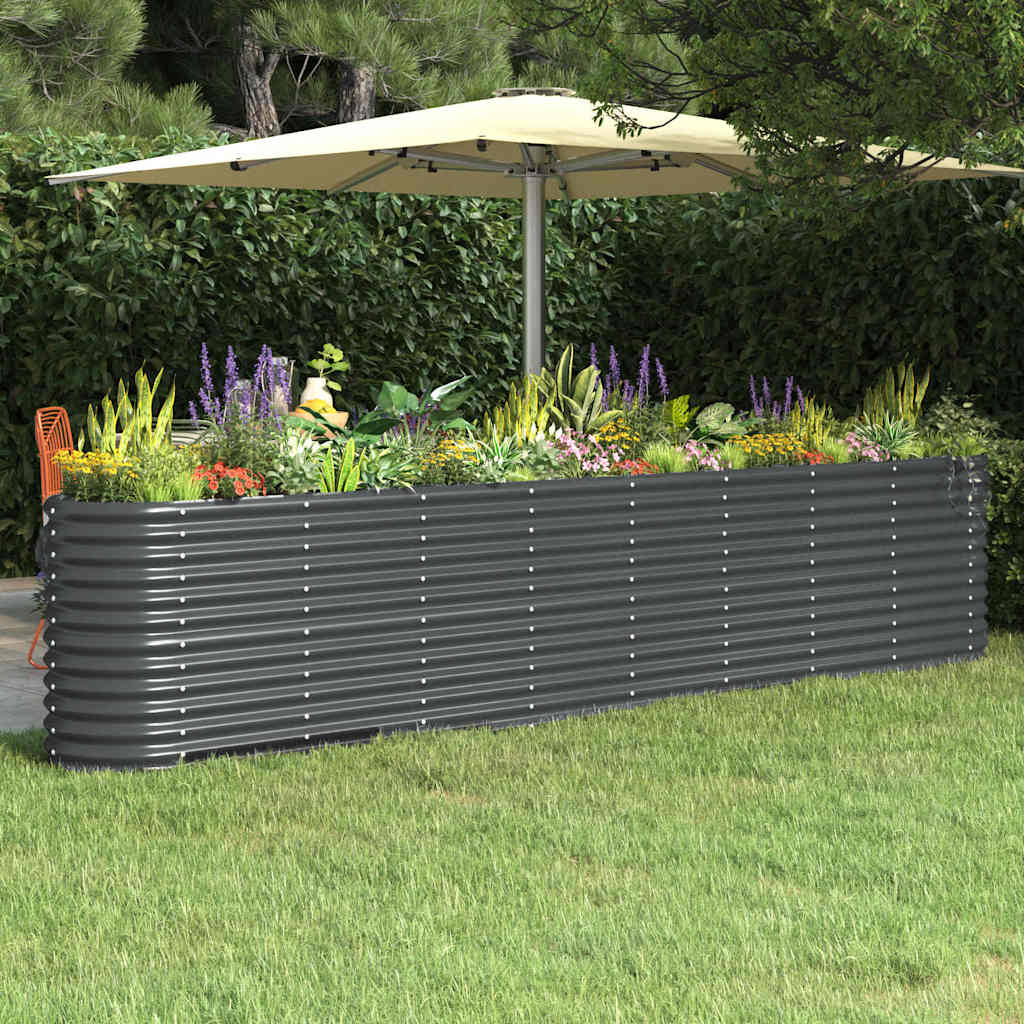 vidaXL Jardinera arriate acero galvanizado antracita 332x40x68 cm
