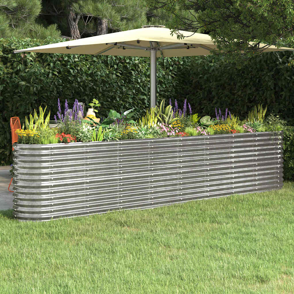 vidaXL Jardinera arriate acero galvanizado plata 332x40x68 cm