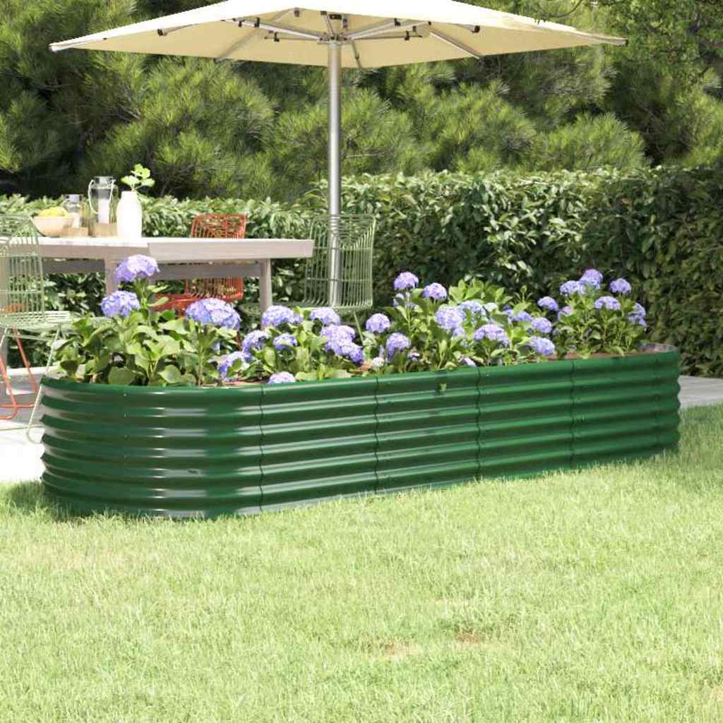 vidaXL Jardinera arriate acero galvanizado verde 224x80x36 cm