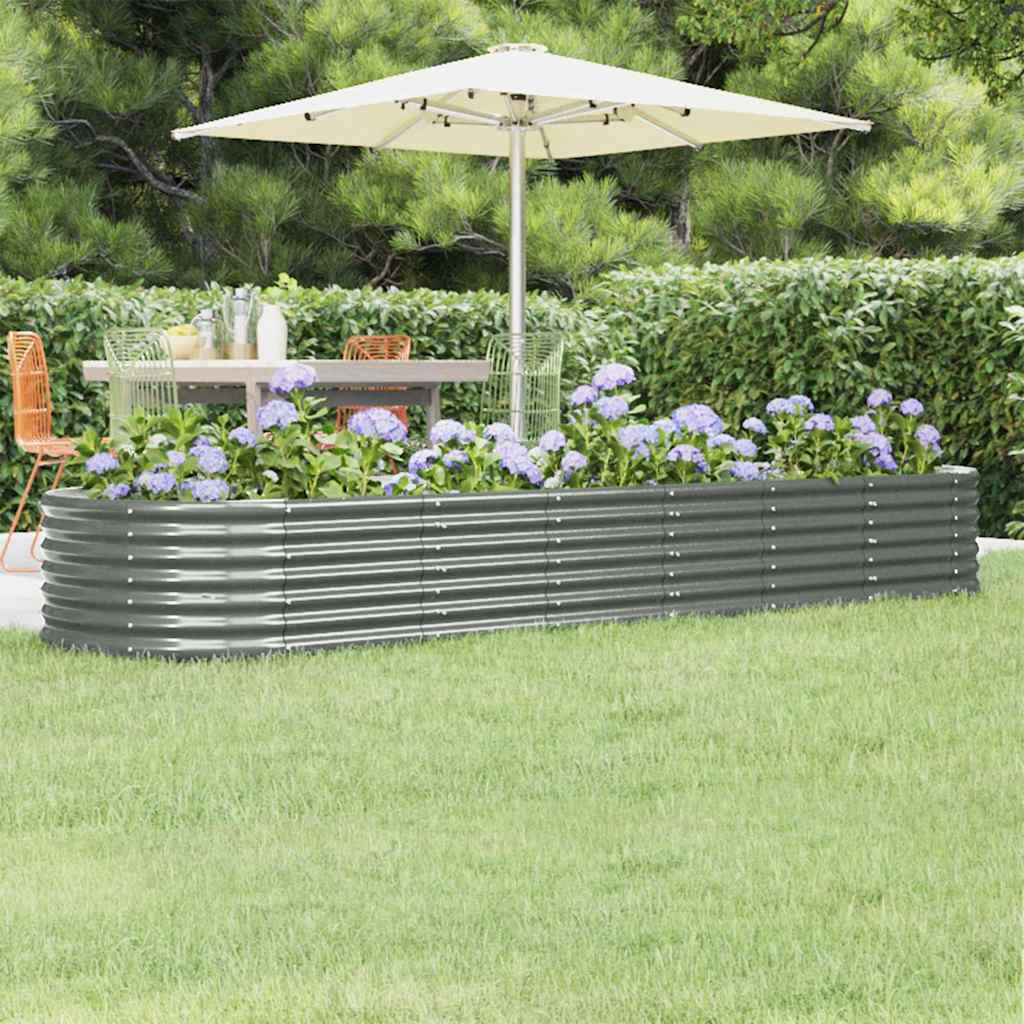 vidaXL Jardinera arriate acero galvanizado gris 296x80x36 cm