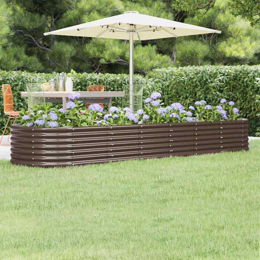 vidaXL Jardinera arriate acero galvanizado marrón 296x80x36 cm