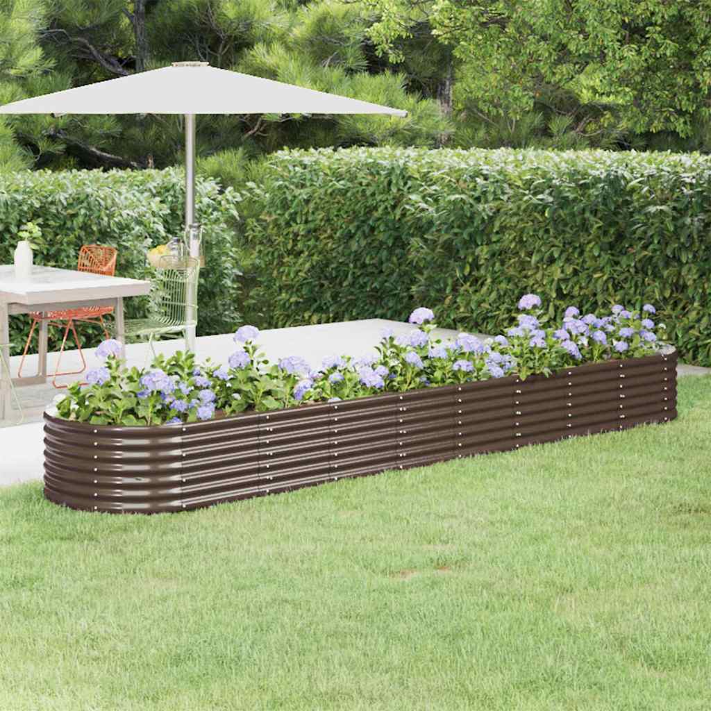 vidaXL Jardinera arriate acero galvanizado marrón 368x80x36 cm