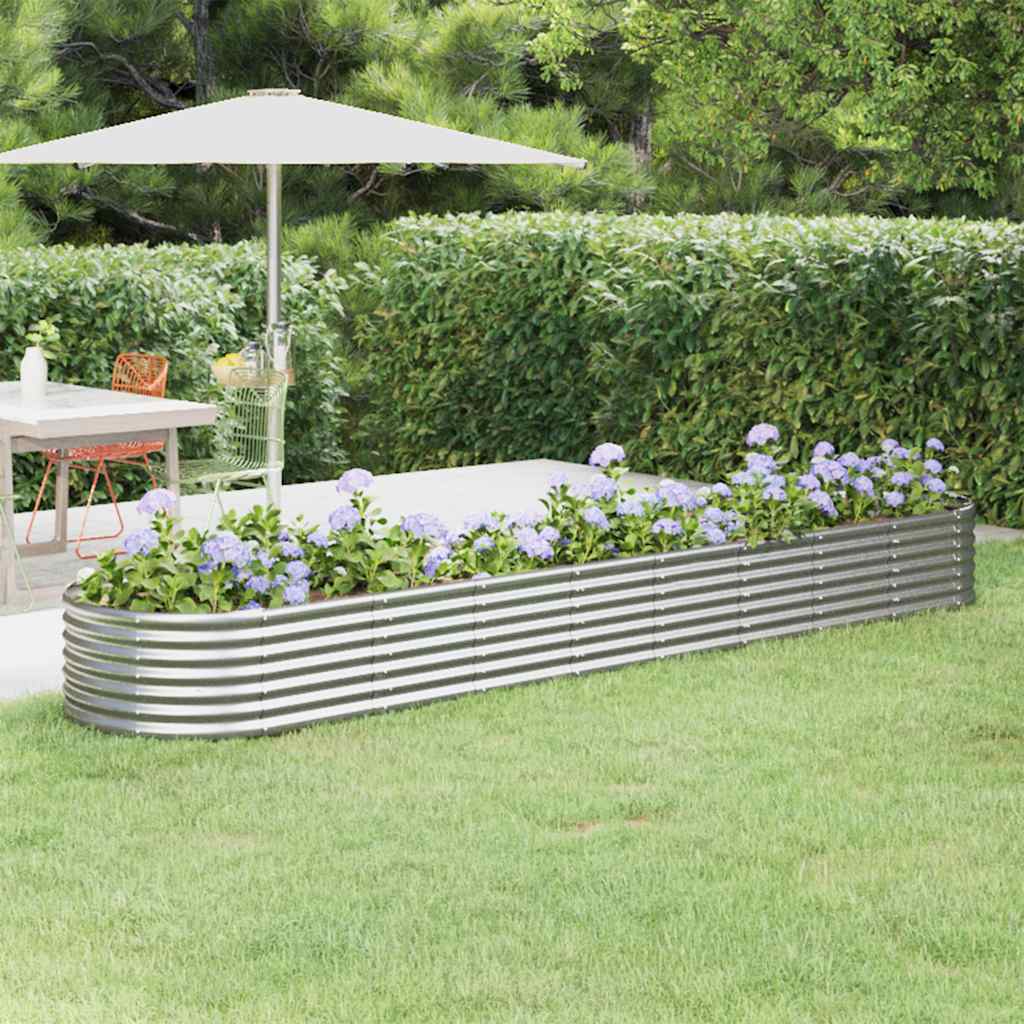 vidaXL Jardinera arriate acero galvanizado plata 368x80x36 cm
