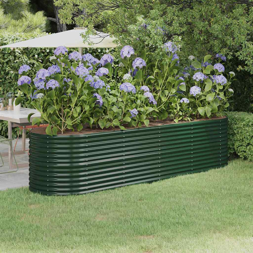 vidaXL Jardinera arriate acero galvanizado verde 296x80x68 cm