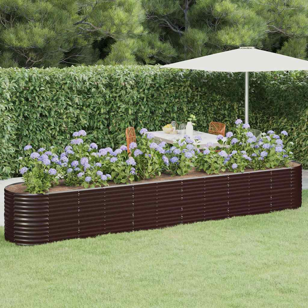 vidaXL Jardinera arriate acero galvanizado marrón 440x80x68 cm