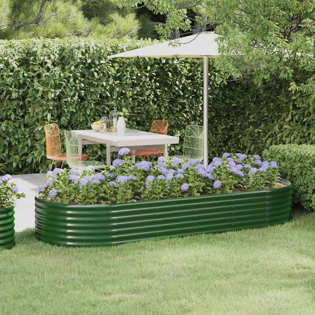 vidaXL Jardinera arriate acero galvanizado verde 249x100x36 cm