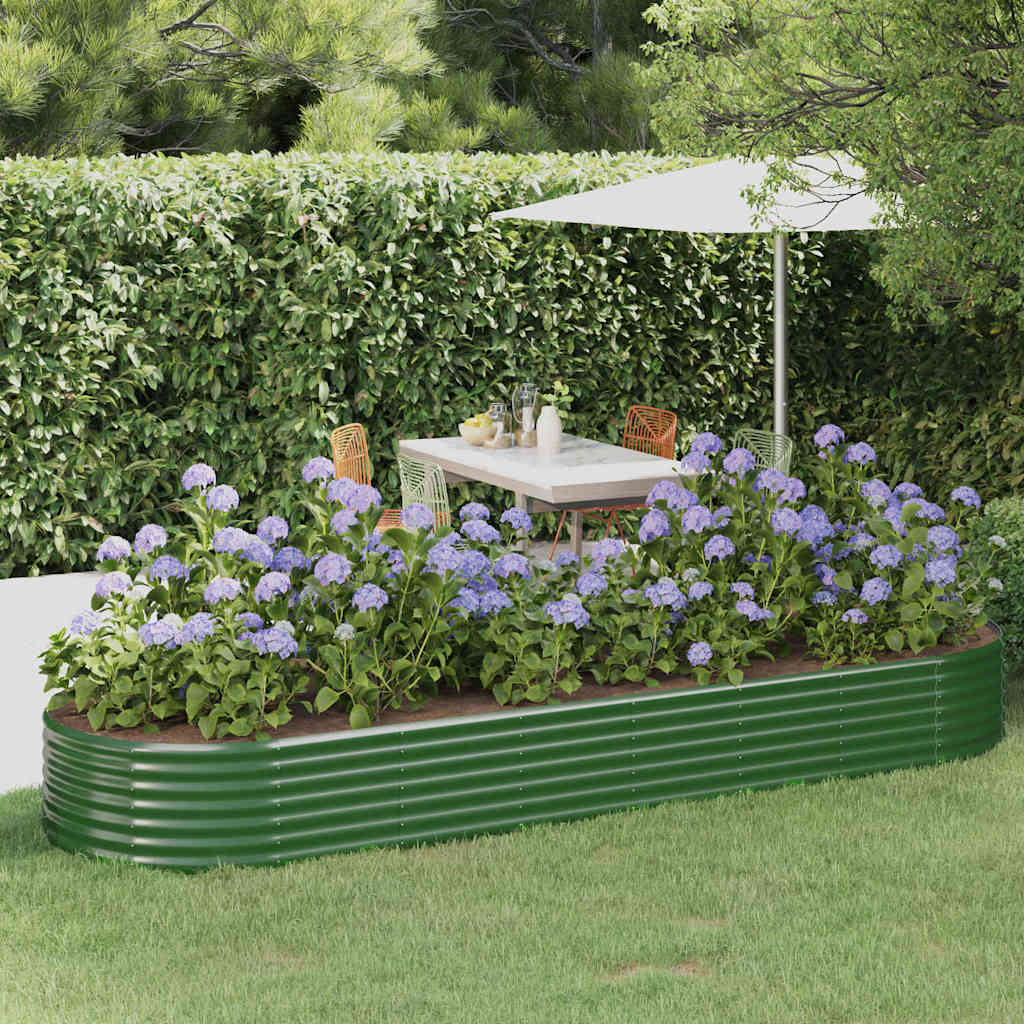 vidaXL Jardinera arriate acero galvanizado verde 322x100x36 cm