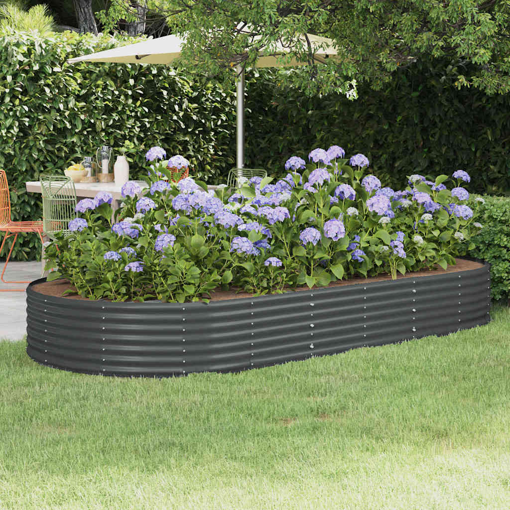 vidaXL Jardinera elevada de acero galvanizado 296x140x36 cm antracita
