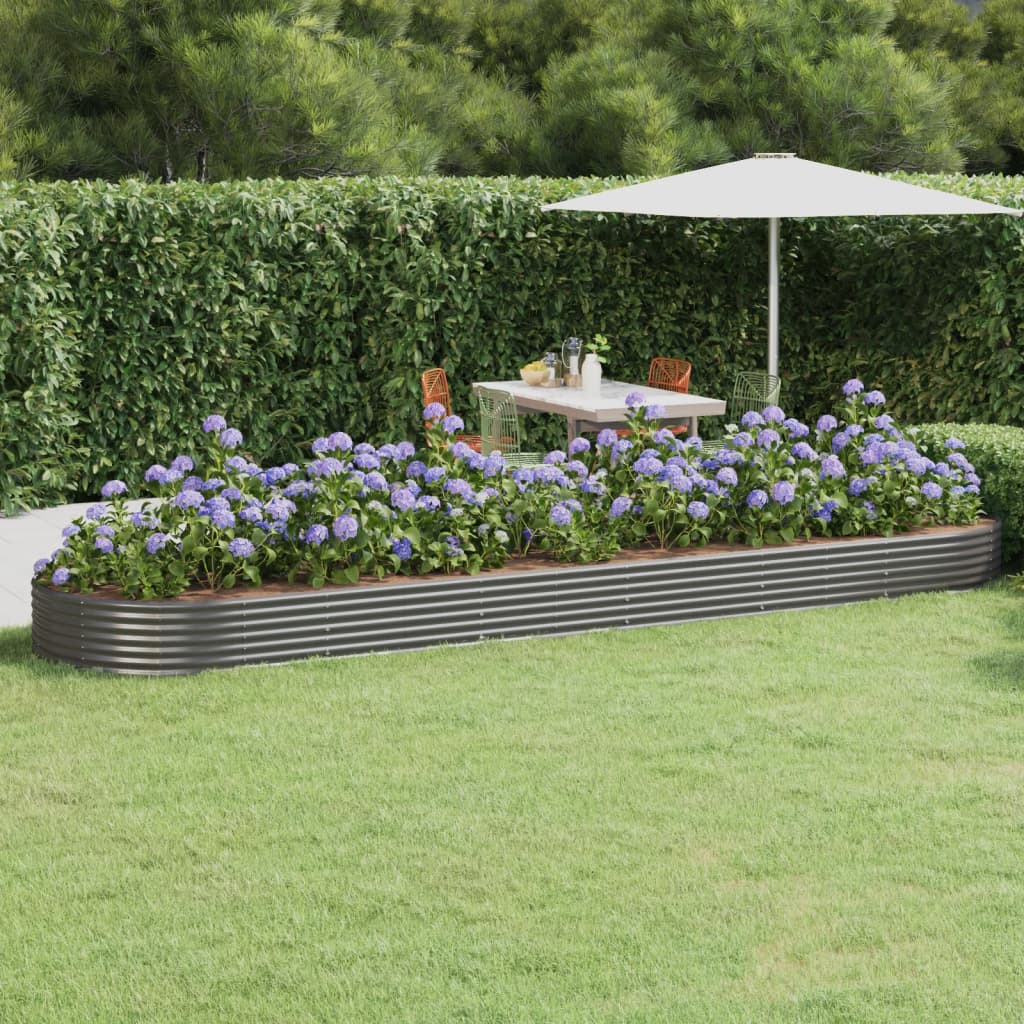 vidaXL Jardinera arriate acero galvanizado gris 523x140x36 cm