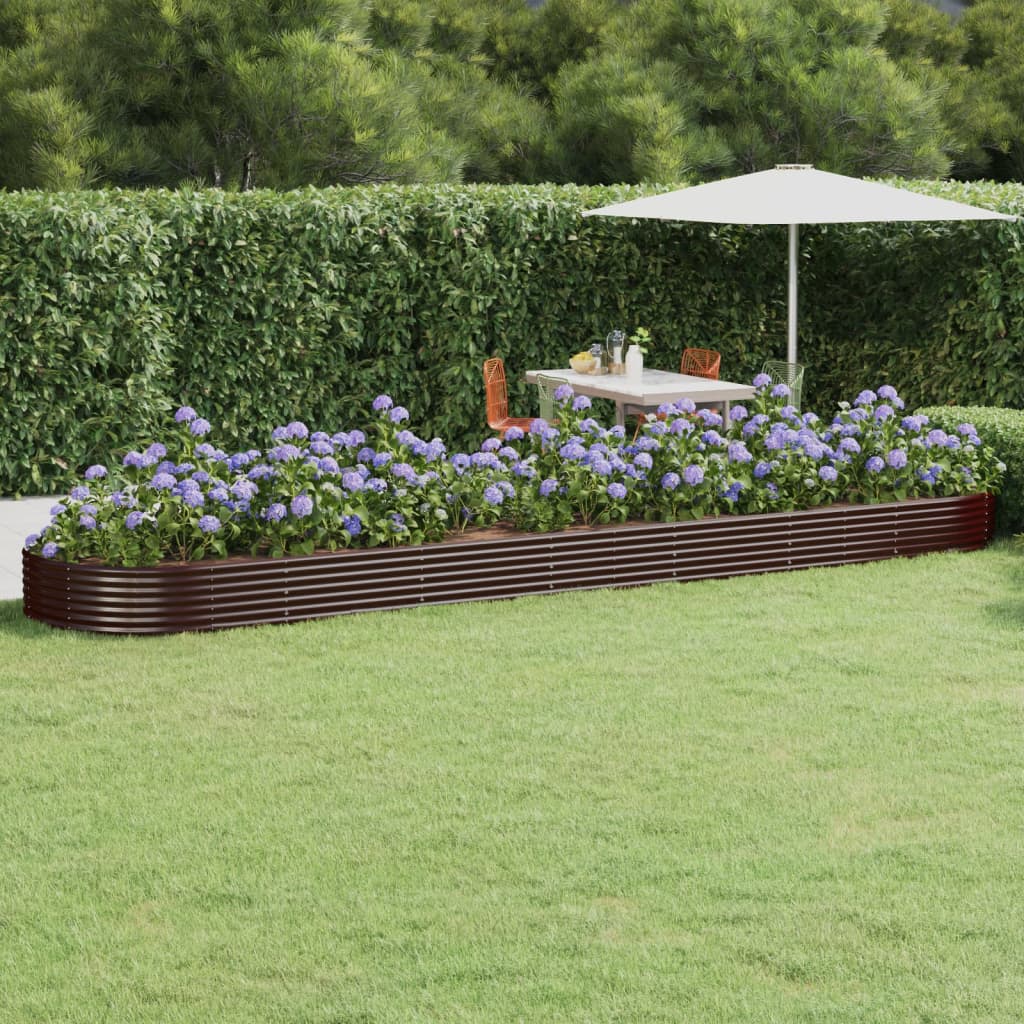 vidaXL Jardinera arriate acero galvanizado marrón 600x140x36cm