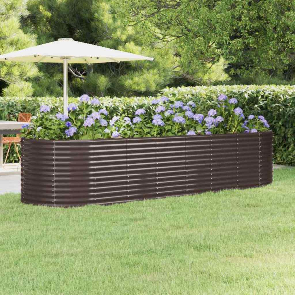 vidaXL Jardinera arriate acero galvanizado marrón 322x100x68cm