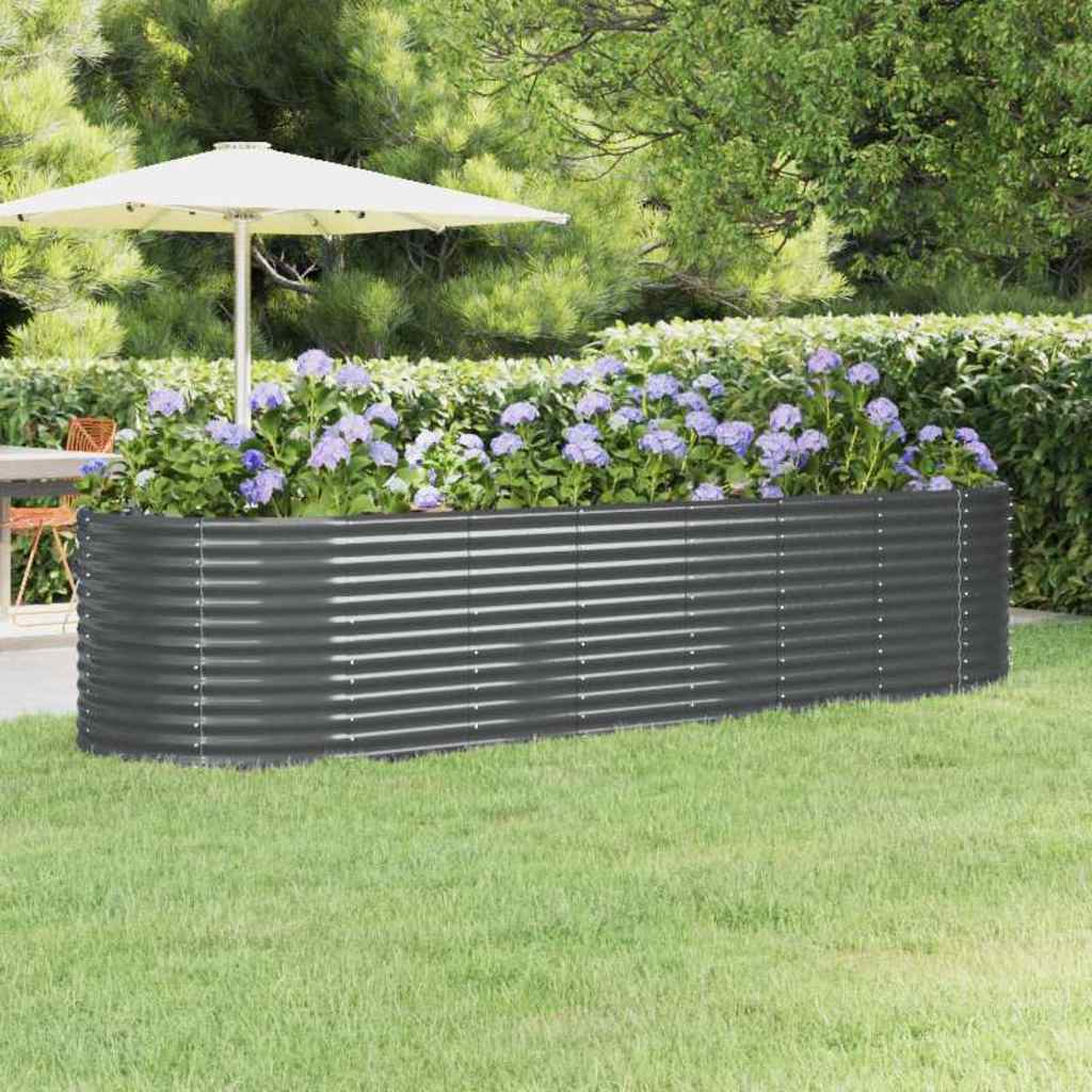 vidaXL Jardinera arriate acero galvanizado antracita 322x100x68cm