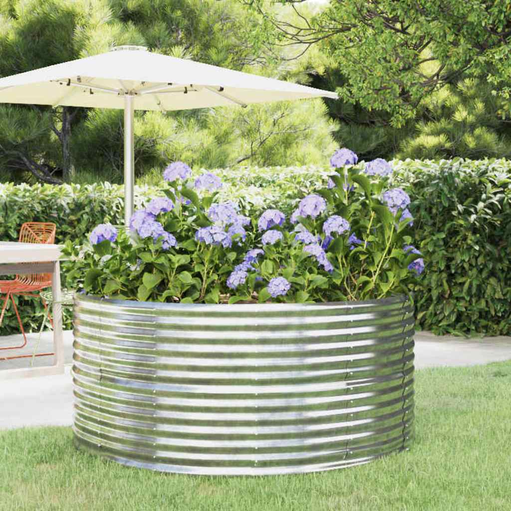 vidaXL Jardinera arriate acero galvanizado plata 140x140x68 cm