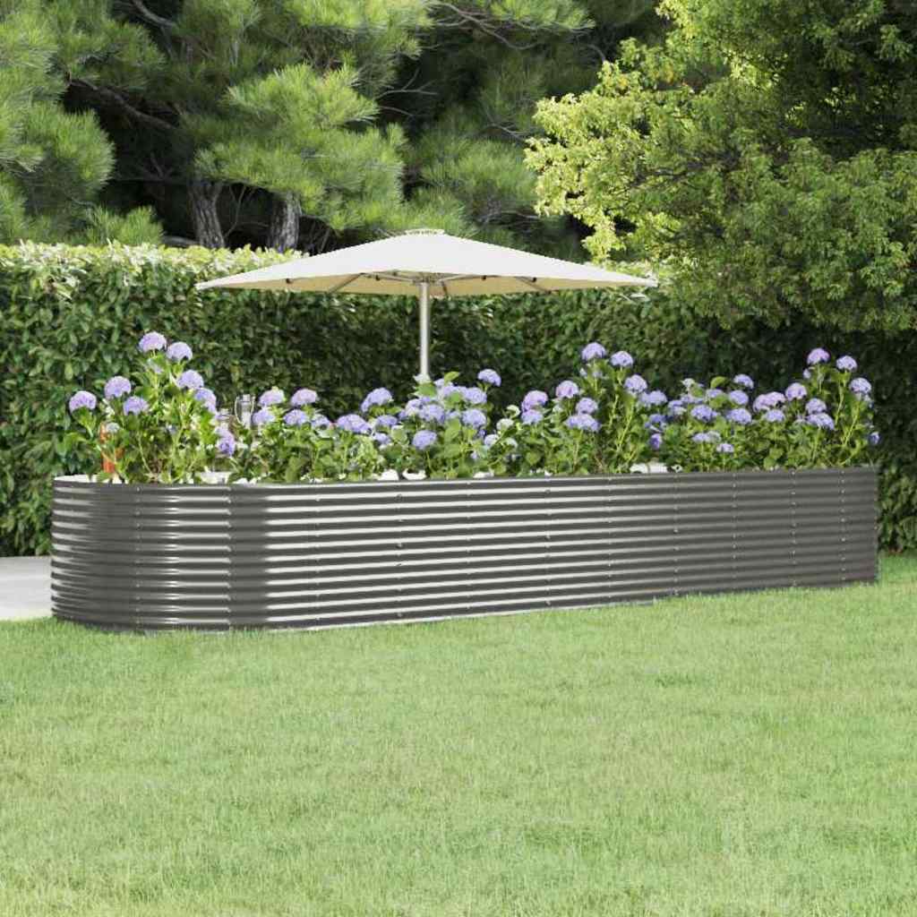 vidaXL Jardinera arriate acero galvanizado gris 447x140x68 cm
