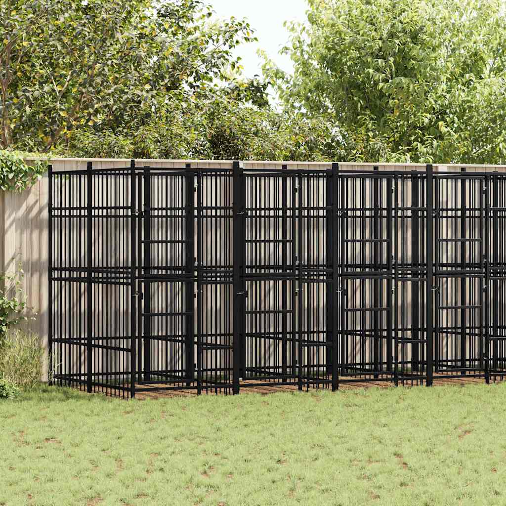 vidaXL Perrera de exterior de acero 12,9 m²