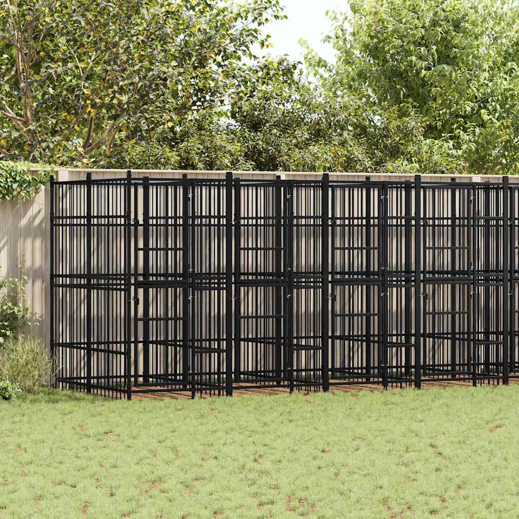 vidaXL Perrera de exterior de acero 14,75 m²